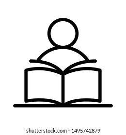 Read and learning icon, black color icon.