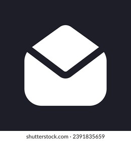Read message dark mode glyph ui icon. Email service. Letter inbox. User interface design. White silhouette symbol on black space. Solid pictogram for web, mobile. Vector isolated illustration