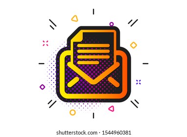 Read Message sign. Halftone circles pattern. Mail correspondence icon. E-mail symbol. Classic flat mail correspondence icon. Vector