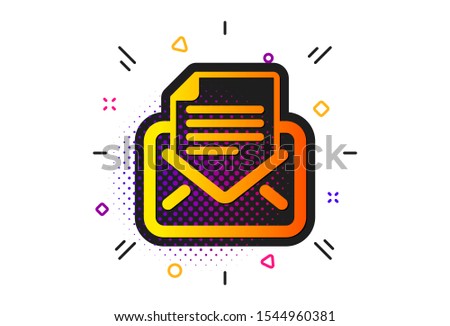 Read Message sign. Halftone circles pattern. Mail correspondence icon. E-mail symbol. Classic flat mail correspondence icon. Vector