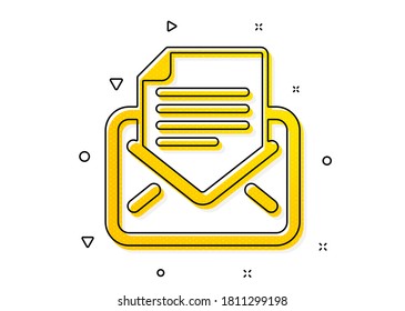 Lesen Sie das Nachrichtenzeichen. Postbriefsymbol. E-Mail-Symbol. Gelbe Kreise Muster. Symbol für klassische Briefsendungen. Geometrische Elemente. Vektorgrafik