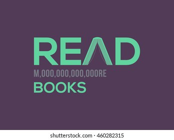 Read more books card design. More word written in the numerical number format. Vector illustration for bloggers and social media managers.