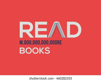 Read more books card design. More word written in the numerical number format. Vector illustration for bloggers and social media managers.