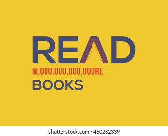 Read more books card design. More word written in the numerical number format. Vector illustration for bloggers and social media managers.