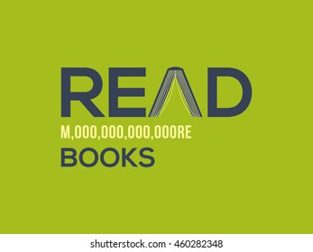 Read more books card design. More word written in the numerical number format. Vector illustration for bloggers and social media managers.