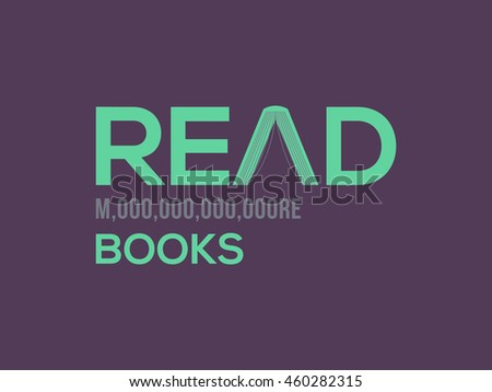 Read more books card design. More word written in the numerical number format. Vector illustration for bloggers and social media managers.