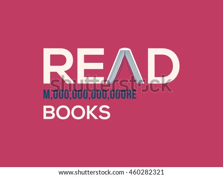 Read more books card design. More word written in the numerical number format. Vector illustration for bloggers and social media managers.