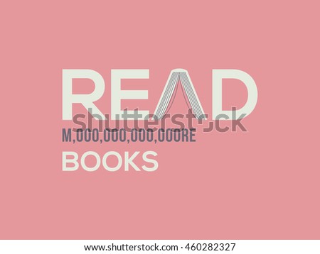 Read more books card design. More word written in the numerical number format. Vector illustration for bloggers and social media managers.