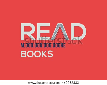 Read more books card design. More word written in the numerical number format. Vector illustration for bloggers and social media managers.