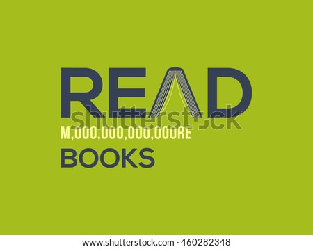 Read more books card design. More word written in the numerical number format. Vector illustration for bloggers and social media managers.