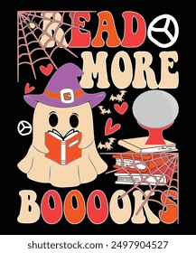 Read More Books Happy Halloween shirt print template scary themed horror ghost pumpkin witch boo vector