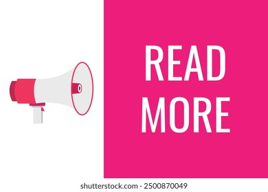 read more button, banner, label, template for website. read more text with colorful megaphone icon
