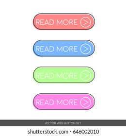Read More. Button set in retro poster style. Web design vector illustration.