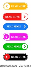 Read more button set for web design. Vector illustration.