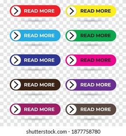 Read more button in various colors. Great vectors for social media, web, applications, online shops, online books, sales, computers, laptops etc.