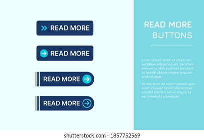 Read more buttons with cyan arrows, navy background and white text for websites