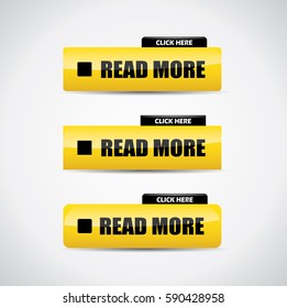 Read More Buttons In Yellow And Black Glossy Vector Design With Click Here Label