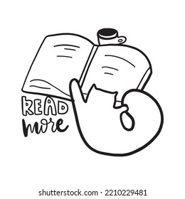 Read more. Cats and books. Hand drawn illustration for your design