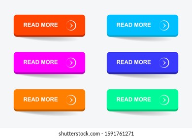 	
Read More colorful 3d button set on white background. Flat line button collection. Vector web element. EPS 10