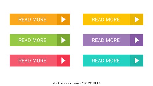 Read More colorful button set with icons Web Isolated on white background. Vector Illustration.