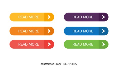 Read More colorful button set with icons Web Isolated on white background. Vector Illustration.