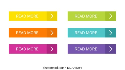 Read More colorful button set with icons Web Isolated on white background. Vector Illustration.