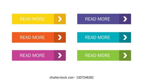 Read More colorful button set with icons Web Isolated on white background. Vector Illustration.