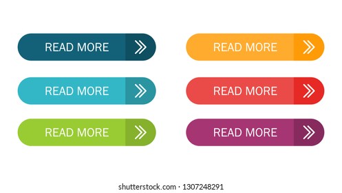 Read More colorful button set with icons Web Isolated on white background. Vector Illustration.