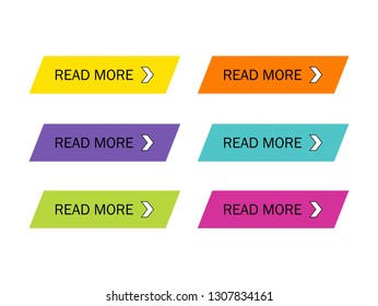 Read More colorful button set with icons Web Isolated on white background. Vector Illustration.