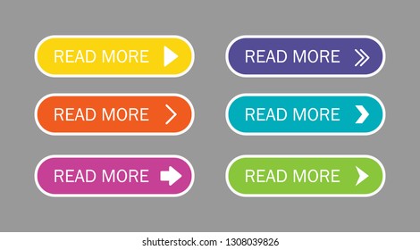 Read More colorful button set with icons Web Isolated on Gray background. Vector Illustration.