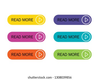Read More colorful button set with icons Web Isolated on white background. Vector Illustration.