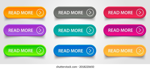 Read More colorful button set with icons Web Isolated on white background. Vector Illustration.
