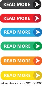 Read More colorful button set on white background. Read More button sign. flat style.