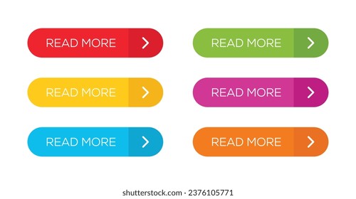 Read More colorful button set vector. Colorful buttons read more.