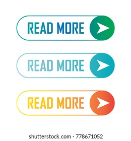 Read More colorful button set on white background. Flat line gradient button collection. Vector web element