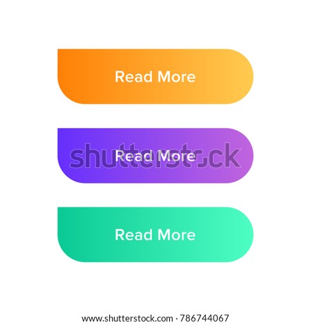 Read More colorful button set on white background. Flat gradient button collection. Vector web element