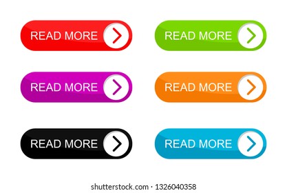 Read More colorful buttons set Isolated on white background. Vector Illustration.