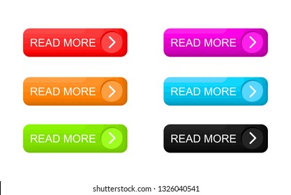 Read More colorful buttons set Isolated on white background. Vector Illustration.