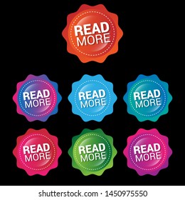 read more - glossy labels or tags. circle sticker with gradient color.trendy color. modern design.set 