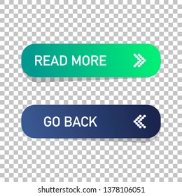 Read more and go back button isolated. Web design. Vector illustration