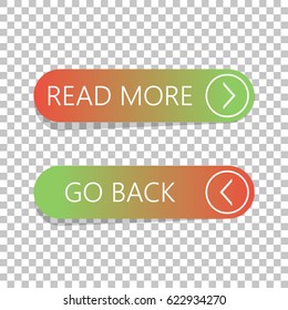 Read More and Go Back button set on isolated background