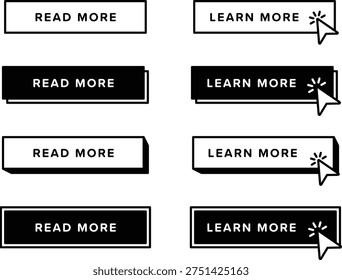 Read More and Learn More Buttons in Black and White with Cursor