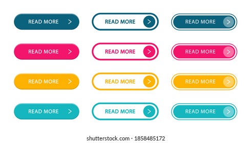 Read more modern buttons set. Collection buttons for call action. For website and ui design.