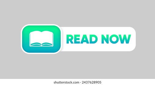 Read More Now. Read now button with book. Modern button for web site. Online read. Vector illustration.