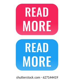 Read more. Red and blue button. Vector icon set illustration on white background.