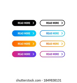Read more web site button icon. Trendy read more button for web site, label, banner, sticker, design template, icon and logo. Vector illustration buttons with colorful gradient.