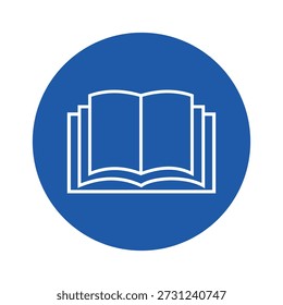 Manuelle Bezeichnung für Bediener lesen. Symbol für Sicherheitsetikett im Benutzerhandbuch lesen. Betriebsanleitung Erforderliches Sicherheitssymbol. Gebrauchsanweisung für Industrieanlagen. Bedienungshandbuch Pflichtzeichen.
