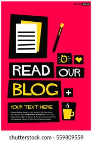 Read Our Blog (Flat Style Vector Illustration Post Design) with Text Box Template
