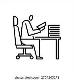 Read outline icon. a man reading book illustration.