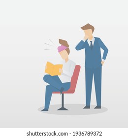 Read people minds from brain,businessman is using his ability to read people minds to examine their needs,And try to offer products or services to meet the needs,vector illustration.